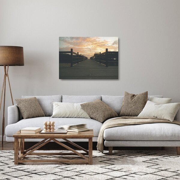 Staklena slika drvenog gata iznad jezera (70x50 cm)
