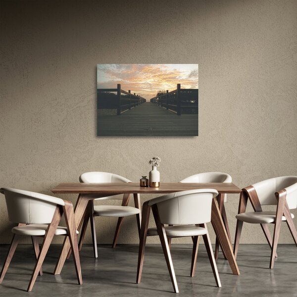 Staklena slika drvenog gata iznad jezera (70x50 cm)