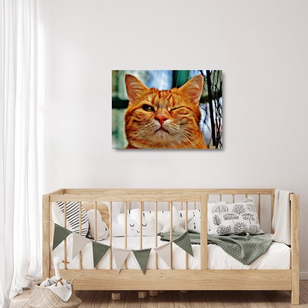 Staklena slika mačke koja namiguje (70x50 cm)