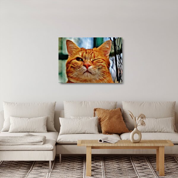 Staklena slika mačke koja namiguje (70x50 cm)