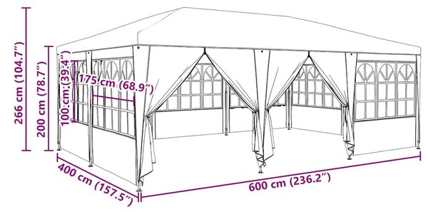 Šator za svadbe - šator za zabave Bijelo 600 x 400 x 266 cm Polietilen - Bijela 4 x 6 m