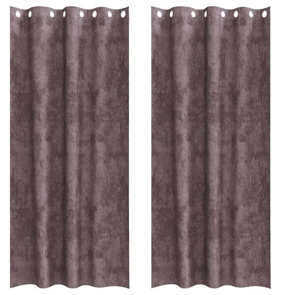 Baršunaste zavjese 2 kom. Smeđa 260 x 140 cm Baršun - Smeđa 140 x 260 cm s ušicama
