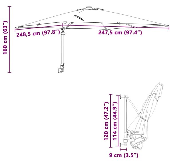 Vrtni suncobran Pijesak 248 5 x 247 5 x 160 cm - Pijesak