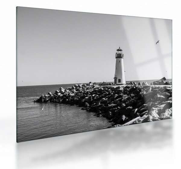 Staklena slika - Svjetionik na obali, Santa Cruz, Kalifornija (70x50 cm)