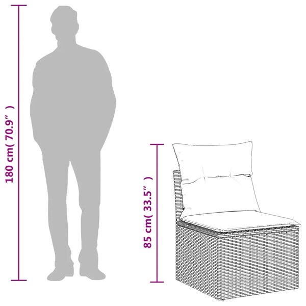 | Vrtni kauč | s jastukom Smeđa 55 x 62 x 69 cm Poli ratan - Smeđa 1 srednja sofa Smeđa