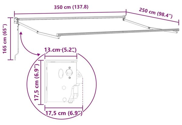 Povlačiva tenda Žuta i narančasta 350 x 250 x 165 cm - Žuta/narančasta/bijela 3 5 x 2 5 m s antracitnim okvirom