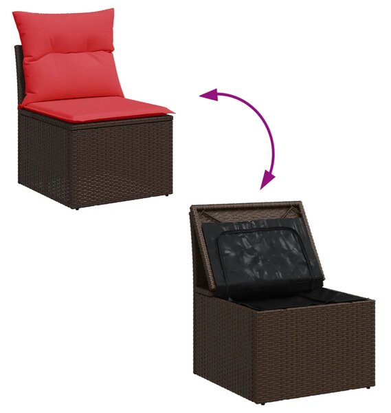| Vrtni kauč | s jastukom Smeđa 55 x 62 x 69 cm Poli ratan - Smeđa 1 srednja sofa Smeđa