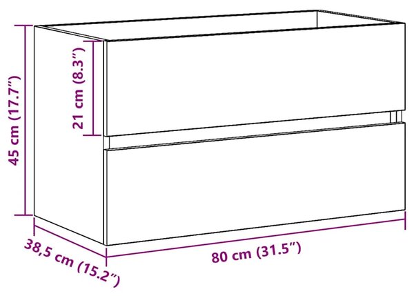 Kupaonski ormarić za sudoper Crni hrast 80 x 38 5 x 45 cm - Crni hrast 80 x 38.5 x 45 cm 1 1