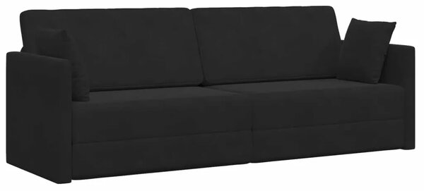 Podni kauč na razvlačenje Crna 213 x 70 x 77 cm Baršun - Crna