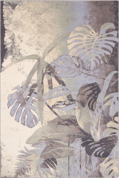 Sivo-krem vuneni tepih 133x180 cm Plants – Agnella