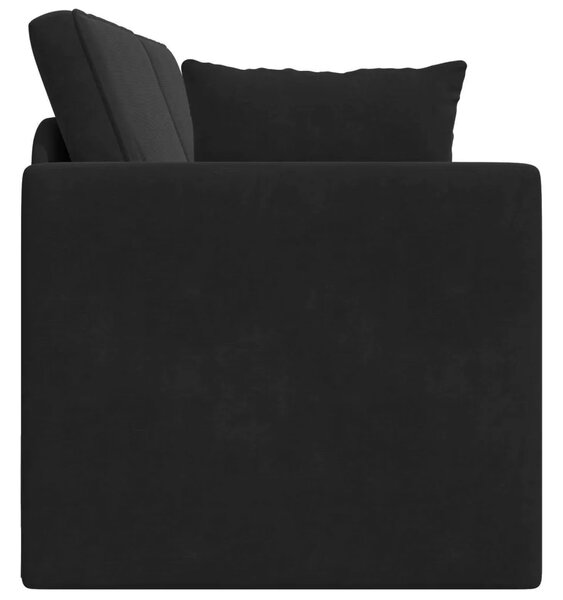 Podni kauč na razvlačenje Crna 213 x 70 x 77 cm Baršun - Crna