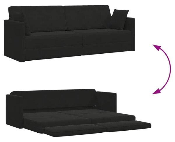 Podni kauč na razvlačenje Crna 213 x 70 x 77 cm Baršun - Crna