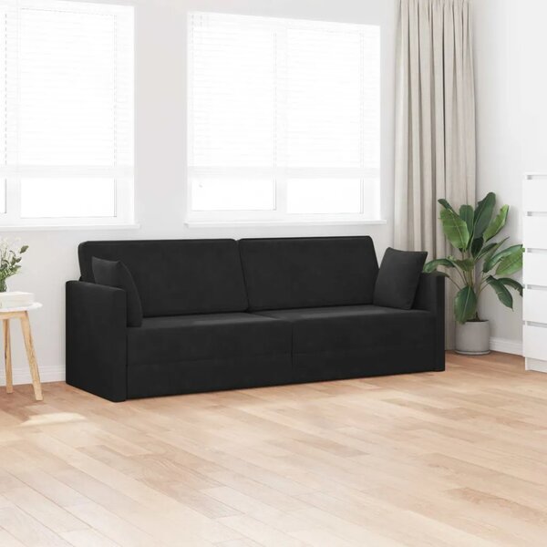 Podni kauč na razvlačenje Crna 213 x 70 x 77 cm Baršun - Crna