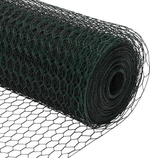 Heksagonalna ograda s stubom 25 x 1 m Čelik premazan PVC-om - 25 x 1 m (13 mm mreža) Šumsko zelena