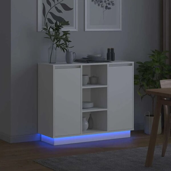 LED komoda Bijelo 90 x 32 x 75 cm Konstruirano drvo - Bijelo