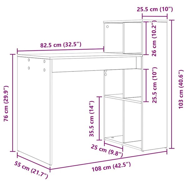 Stol Bijelo Konstruirano drvo 108 x 55 x 103.5 cm - Bijelo