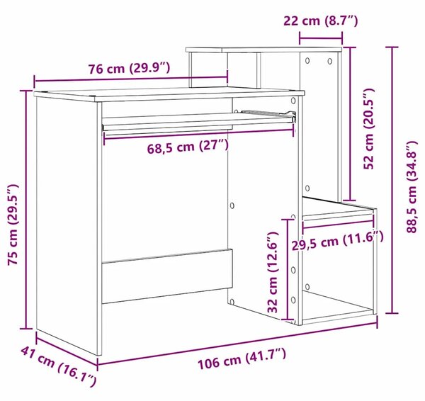 Stol Bijelo 106 x 41 x 88.5 cm Konstruirano drvo - Bijelo