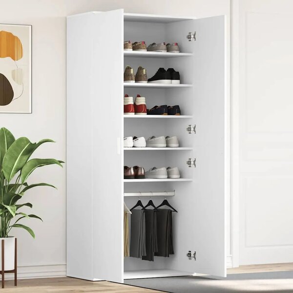 Ormar za cipele 80 x 39 x 178 cm Konstruirano drvo Bijelo - Bijelo