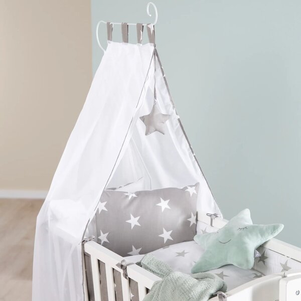 Bijela kolijevka na kotačićima/s baldihanom 40x90 cm Little stars – Roba