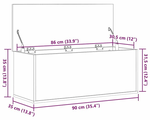 Kutija za spremanje Crni hrast 90 x 35 x 35 cm - Crni hrast 90 x 35 x 35 cm