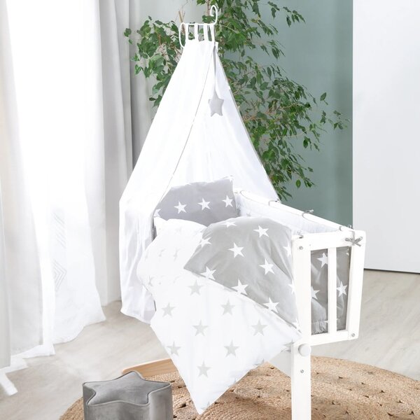 Bijela kolijevka na kotačićima/s baldihanom 40x90 cm Little stars – Roba