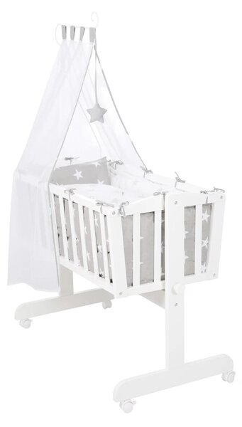 Bijela kolijevka na kotačićima/s baldihanom 40x90 cm Little stars – Roba