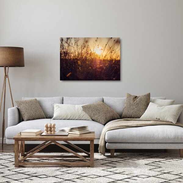 Staklena slika polja pri zalasku sunca (70x50 cm)