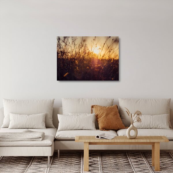 Staklena slika polja pri zalasku sunca (70x50 cm)