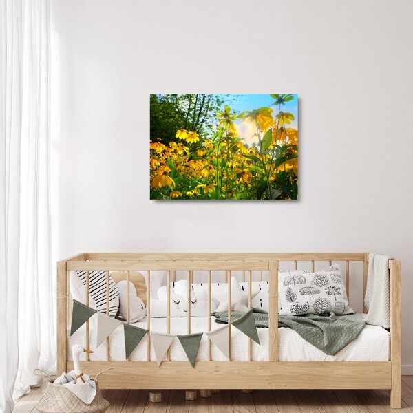 Staklena slika žutog cvijeća (70x50 cm)