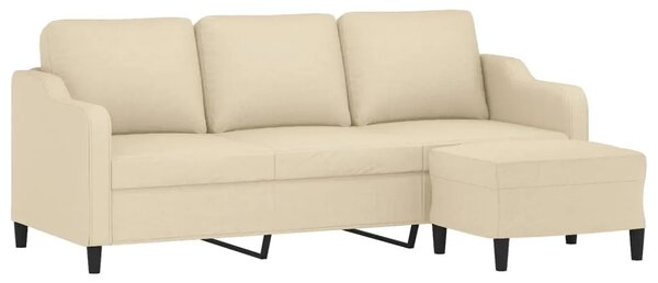 Trosjed s tabureom krem 180 cm od tkanine - Krema Krema
