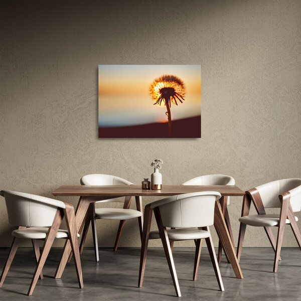 Staklena slika Maslačak pri zalasku sunca (70x50 cm)