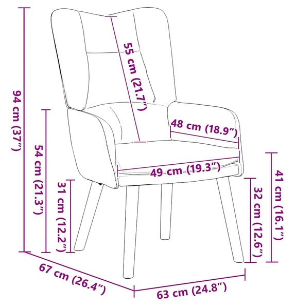 Fotelja Crna 63 x 67 x 94 cm Baršun - Crna