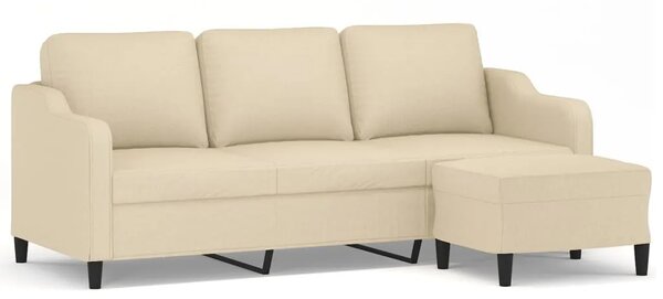 Trosjed s tabureom krem 180 cm od tkanine - Krema Krema