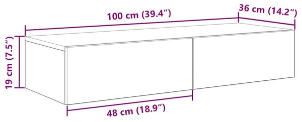 Zidna polica s ladicama umjetnički hrast 100x36x19 cm - hrast artisan 100 x 36 x 19 cm 1 1