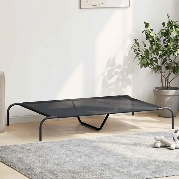 Povišeni krevet za pse crni 130x80x20 cm tekstil i čelik - Crna 130 x 80 cm Tekstilen Crna