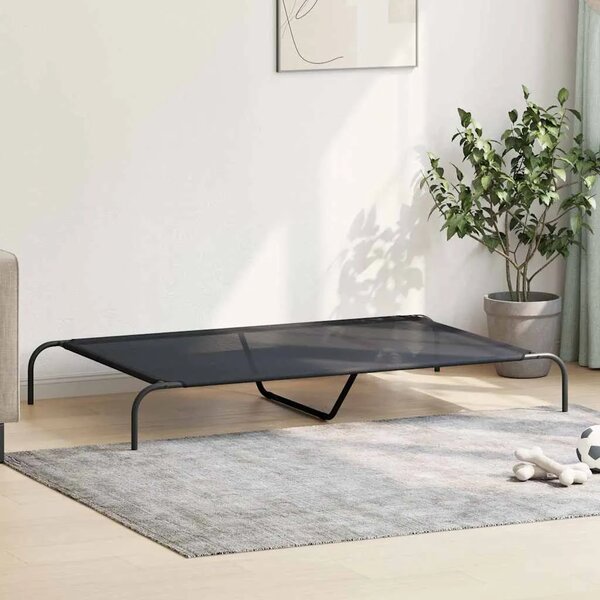 Povišeni krevet za pse crni 150x90x20 cm tekstil i čelik - Crna 150 x 90 cm Tekstilen Crna