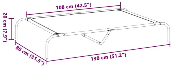 Povišeni krevet za pse crni 130x80x20 cm tekstil i čelik - Crna 130 x 80 cm Tekstilen Crna