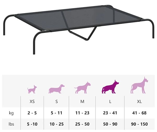Povišeni krevet za pse crni 130x80x20 cm tekstil i čelik - Crna 130 x 80 cm Tekstilen Crna