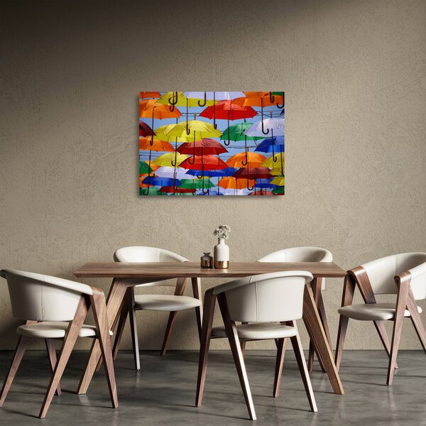 Staklena slika šarenih kišobrana (70x50 cm)