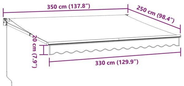 Tenda na ručno uvlačenje smeđa 350 x 250 cm - Smeđa (antracitni okvir) 3.5 x 2.5 m 1 Smeđa (antracitni okvir)