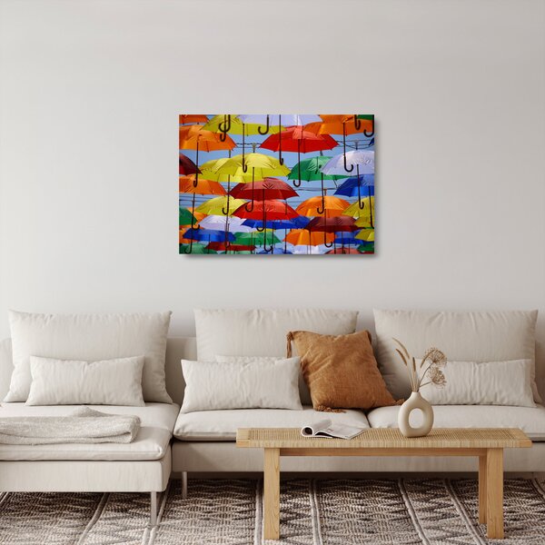 Staklena slika šarenih kišobrana (70x50 cm)