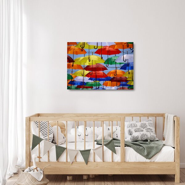 Staklena slika šarenih kišobrana (70x50 cm)