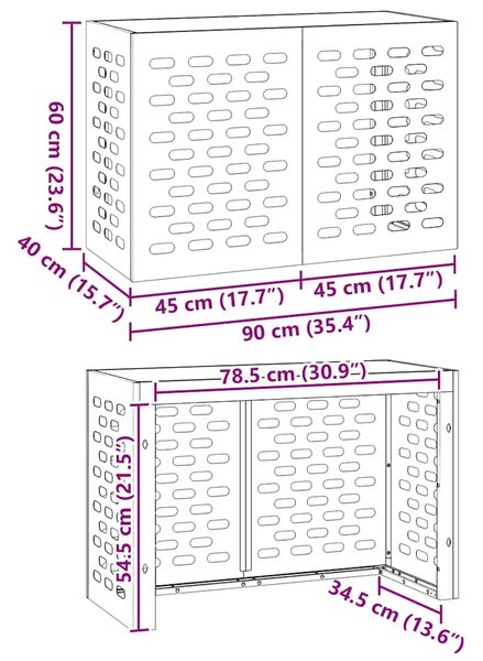Pokrov za klima uređaj Crna 90 x 40 x 60 cm Čelik - Crna 90 x 40 x 60 cm Linearni uzorak utora