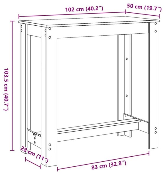Stol za bar 102 x 50 x 103.5 cm Konstruirano drvo Crni hrast - Crni hrast 102 cm