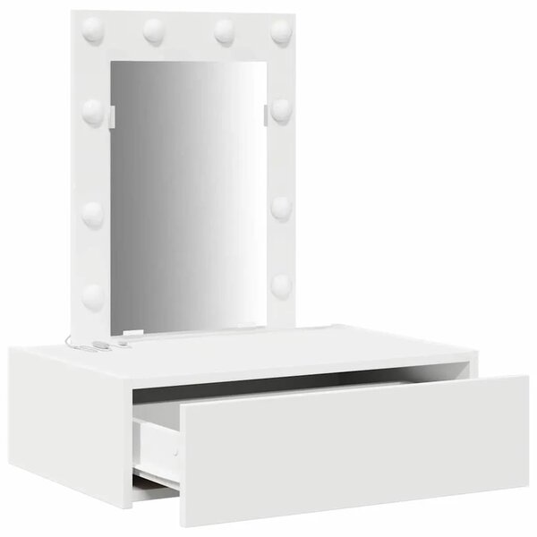 Toaletni stol Bijelo 60 x 40 x 70 cm Konstruirano drvo - 60 x 40 x 70 cm Bijeli s LED-om