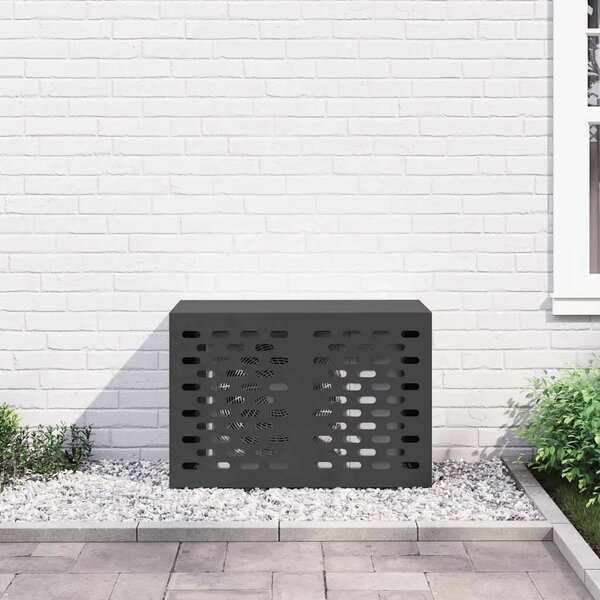 Pokrov za klima uređaj Crna 90 x 40 x 60 cm Čelik - Crna 90 x 40 x 60 cm Linearni uzorak utora