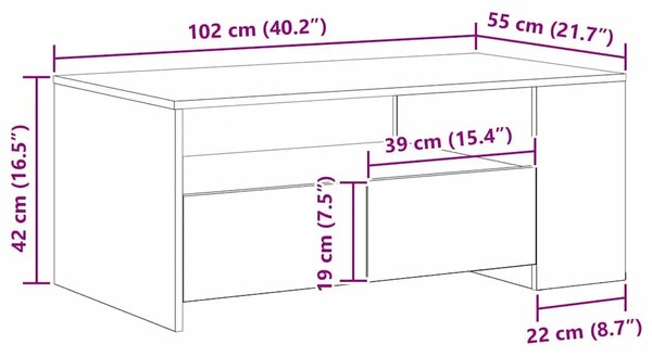 Stolić za kavu Crni hrast 102 x 55 x 43 5 cm Konstruirano drvo - Crni hrast