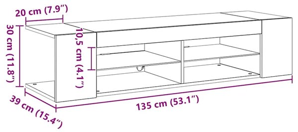 TV ormar 135 x 39 x 30 cm Crni hrast Konstruirano drvo - Crni hrast