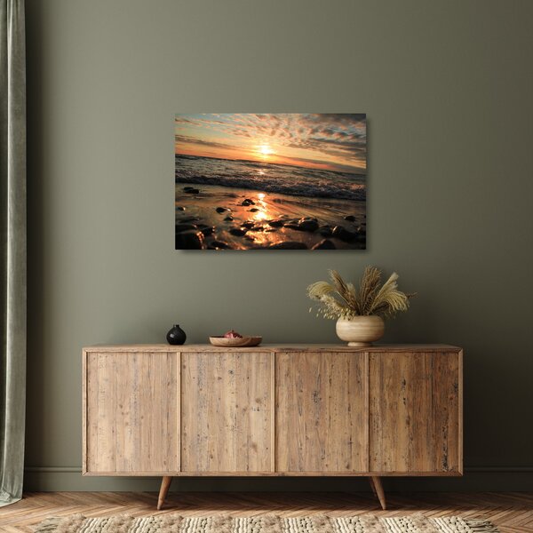 Staklena slika - Zalazak sunca na oceanu (70x50 cm)