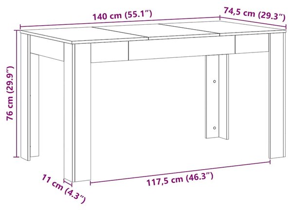 Stol za objedovanje Crni hrast 140 x 74 5 x 76 cm - Crni hrast